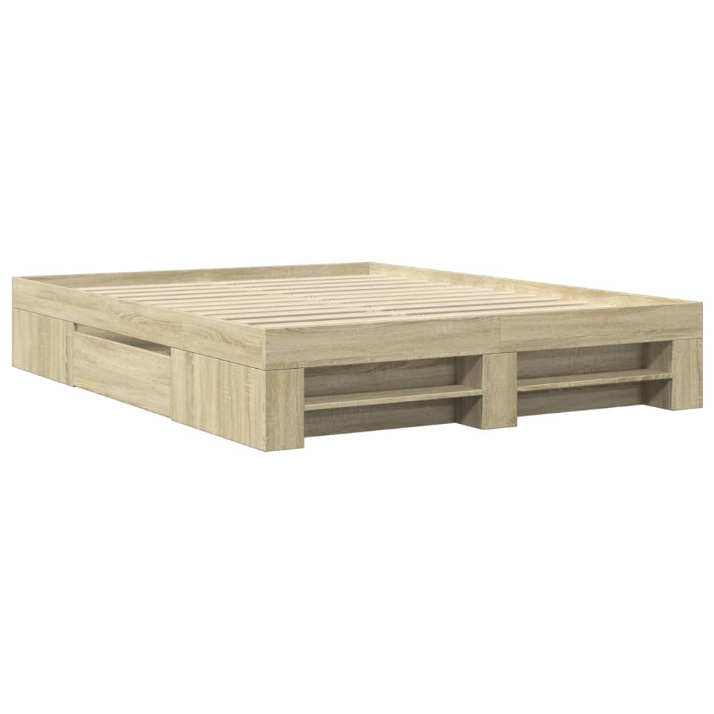 vidaXL sonoma tölgy színű szerelt fa ágykeret matrac nélkül 160x200 cm