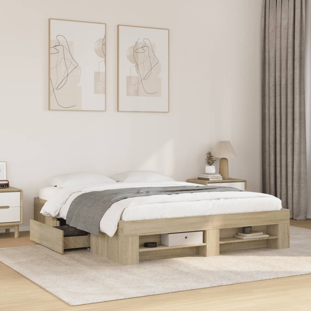 vidaXL sengeramme 160x200 cm uden madras konstrueret træ sonoma-eg