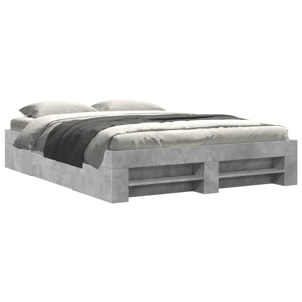 vidaXL Bedframe zonder matras 160x200 cm spaanplaat betongrijs grijs, foto 3