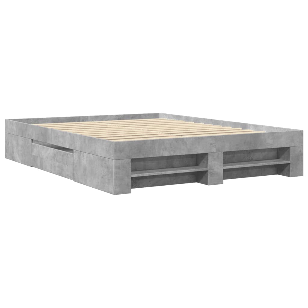 vidaXL betonszürke szerelt fa ágykeret matrac nélkül 160x200 cm