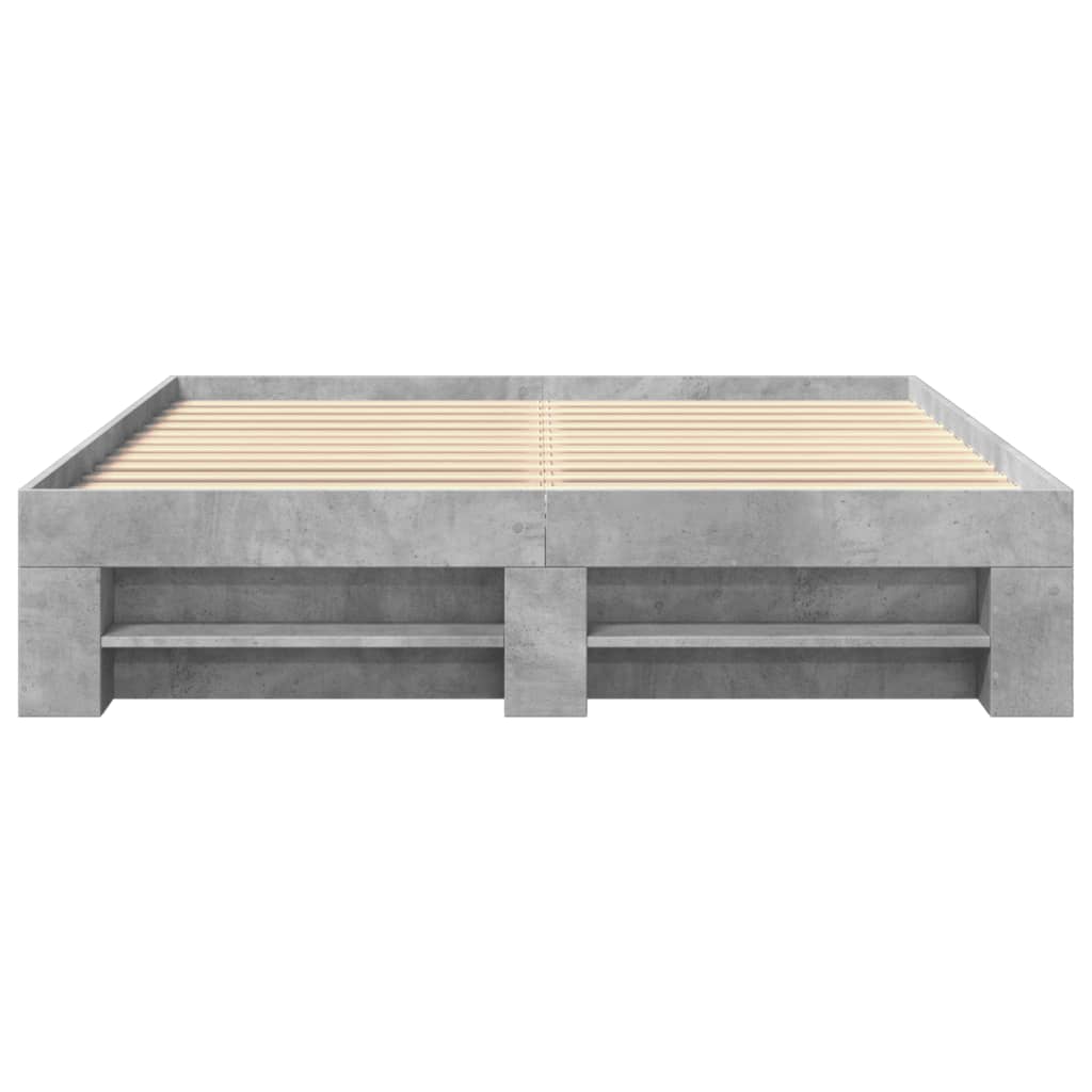 vidaXL Bedframe zonder matras 160x200 cm spaanplaat betongrijs grijs, foto 4