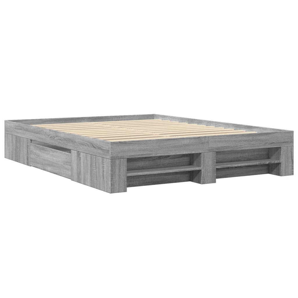 vidaXL Bedframe zonder matras 160x200 cm spaanplaat grijs Sonoma, foto 2