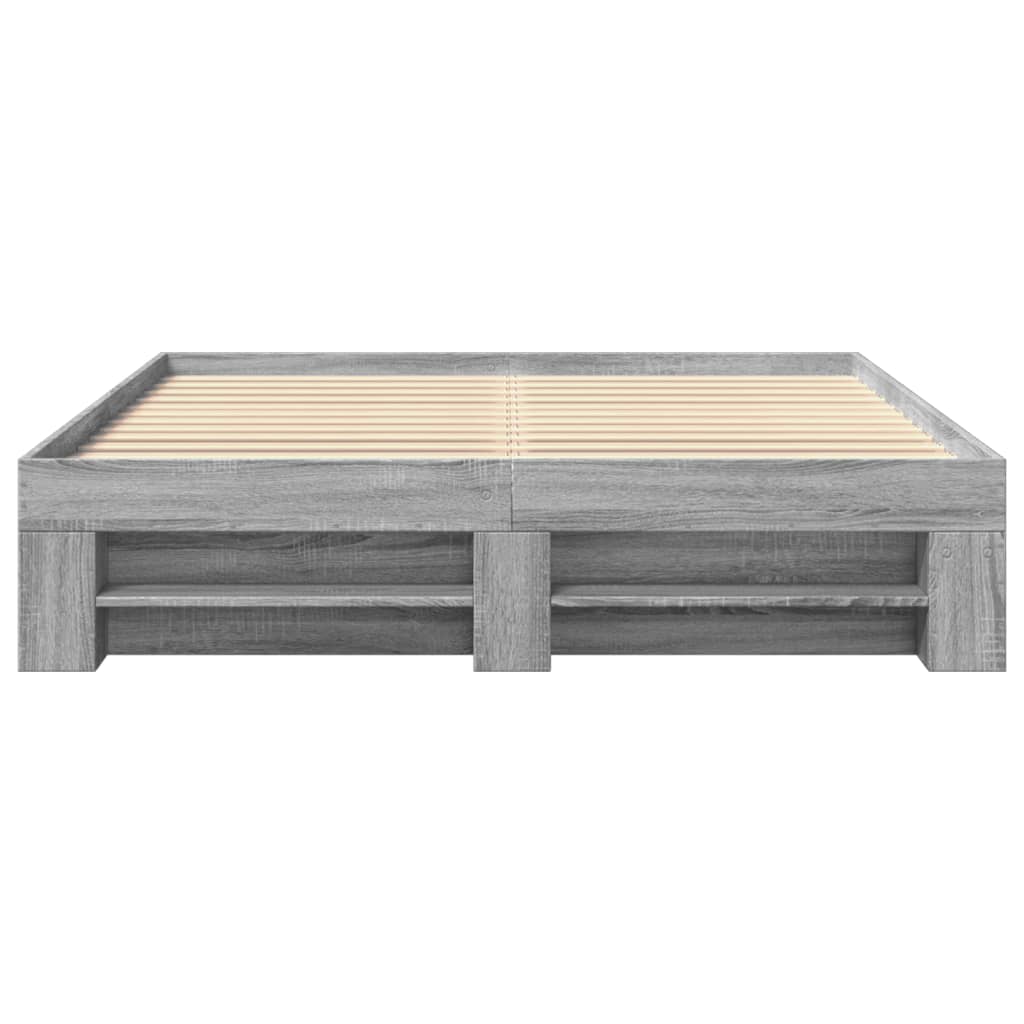 vidaXL Bedframe zonder matras 160x200 cm spaanplaat grijs Sonoma, foto 4