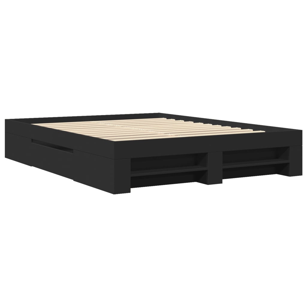 vidaXL Bedframe bewerkt hout zwart 150x200 cm afbeelding
