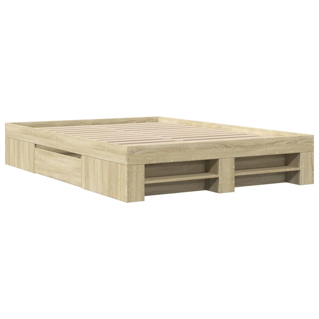 vidaXL sonoma tölgy színű szerelt fa ágykeret matrac nélkül 140x200 cm