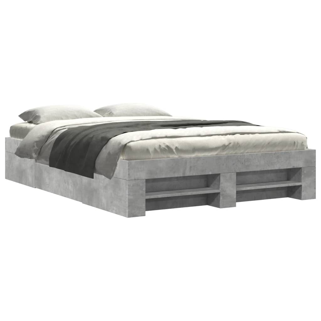 vidaXL Bedframe bewerkt hout betongrijs 140x200 cm grijs, foto 3
