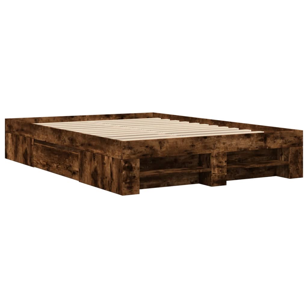 vidaXL Bedframe zonder matras hout gerookt eikenkleurig 140x200 cm afbeelding