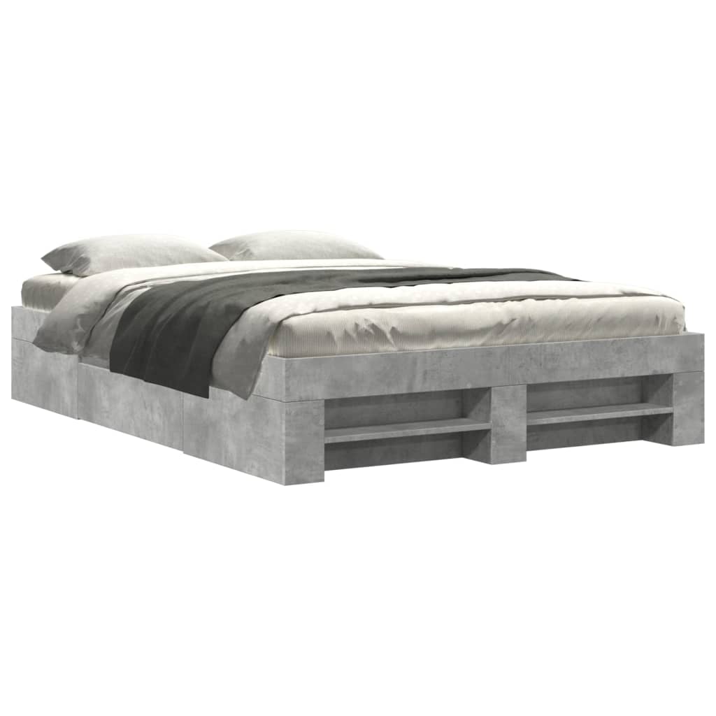 vidaXL Cadru de pat, gri beton, 120x200 cm, lemn prelucrat