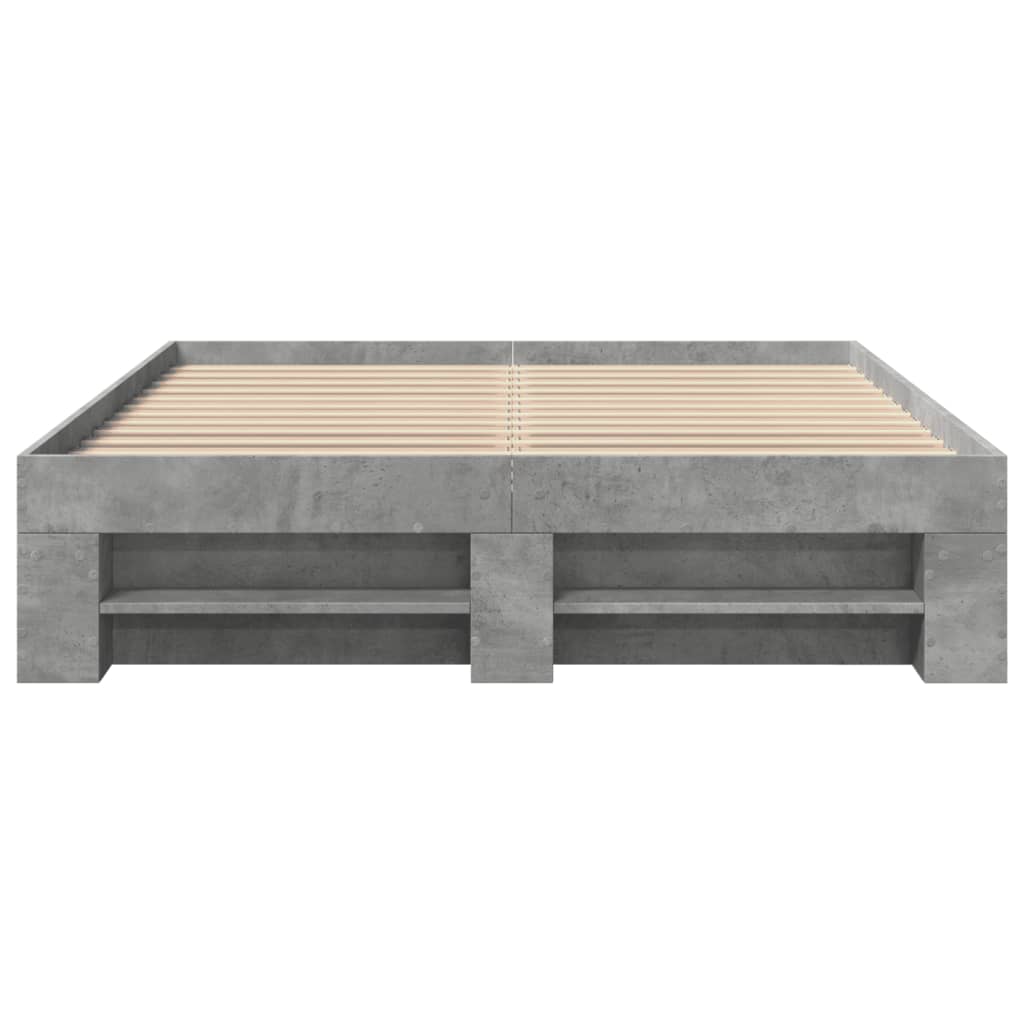 vidaXL Bedframe bewerkt hout betongrijs 120x200 cm grijs, foto 4