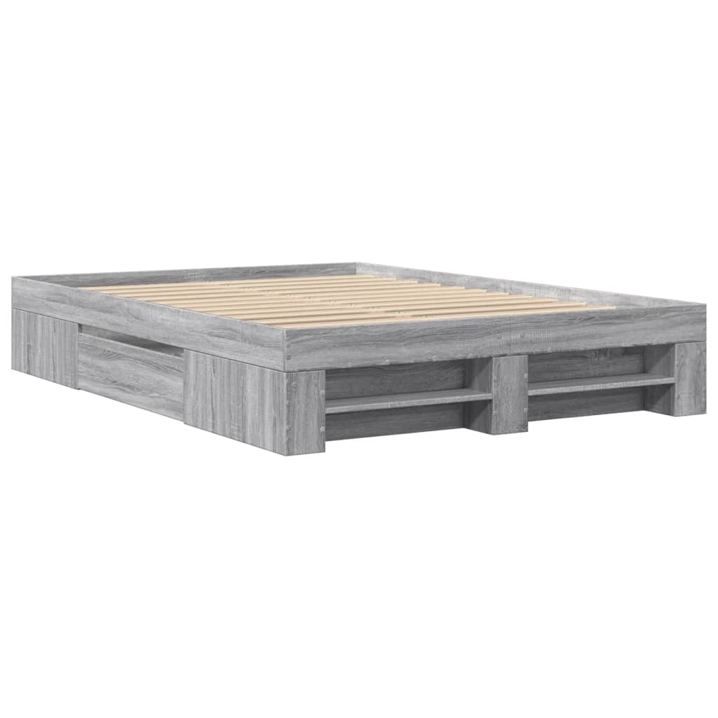 vidaXL Bedframe bewerkt hout grijs sonoma eikenkleurig 120x200 cm afbeelding