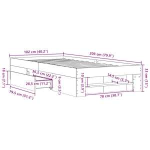 Rám postele bez matrace dub sonoma 100x200 cm kompozitní dřevo - obrázek 11