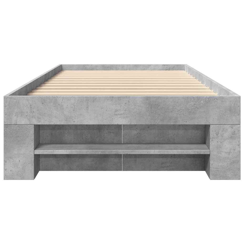 vidaXL Bedframe bewerkt hout betongrijs 100x200 cm grijs, foto 4