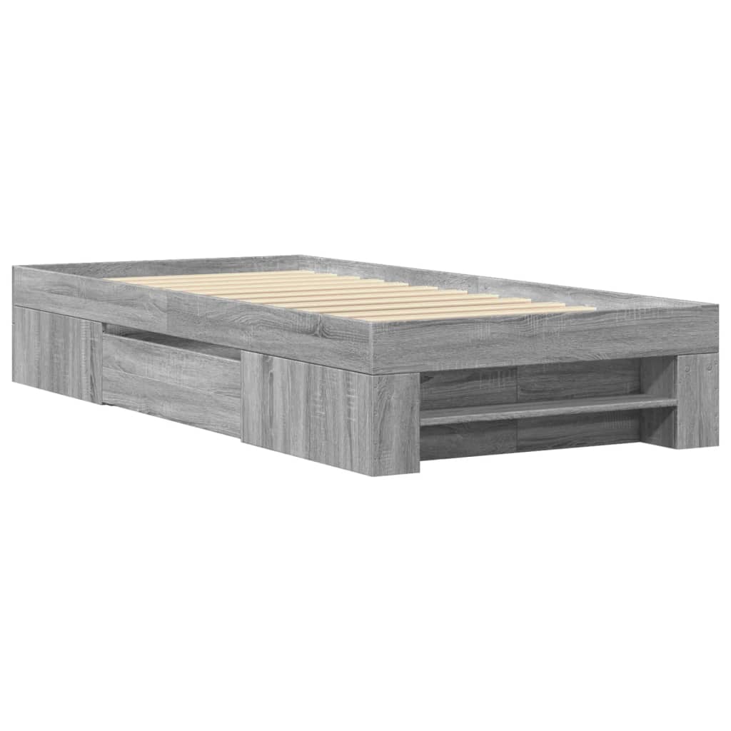 Thumbnail - vidaXL Bettgestell Grau Sonoma 100x200 cm Holzwerkstoff