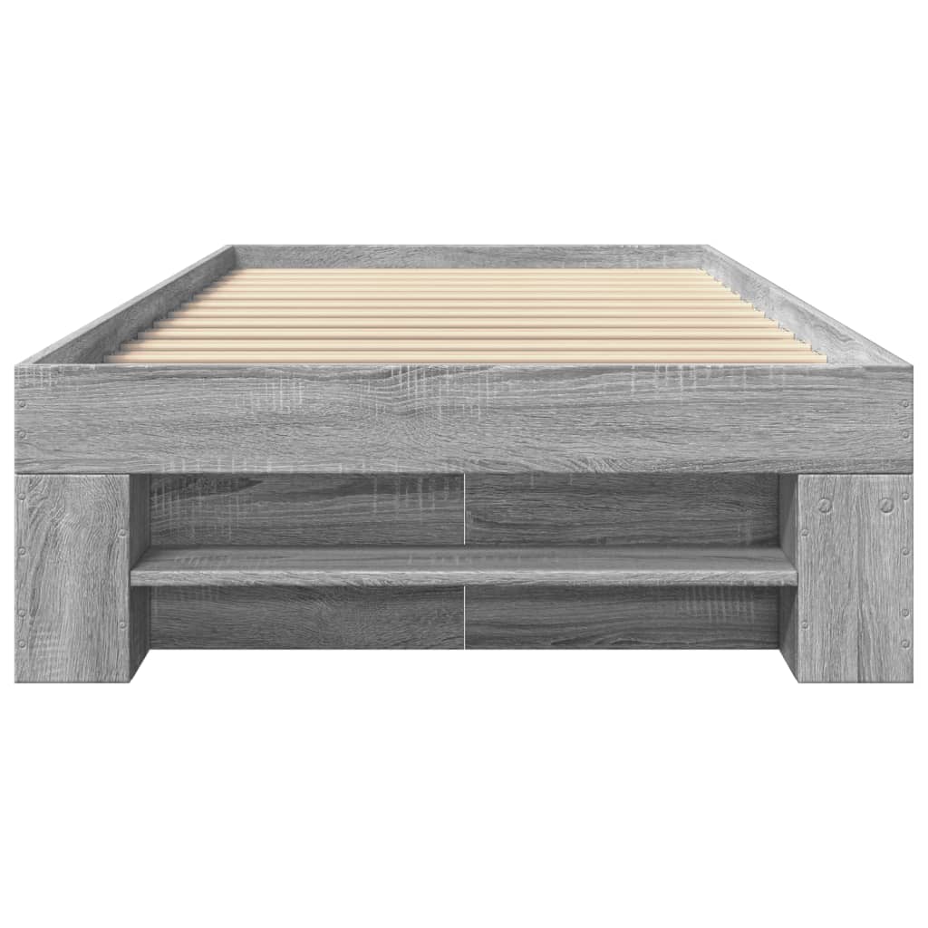vidaXL Bedframe bewerkt hout grijs sonoma eikenkleurig 100x200 cm, foto 4