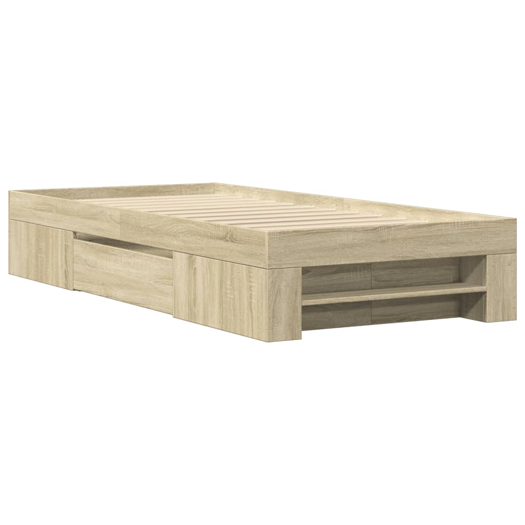 vidaXL sonoma tölgy színű szerelt fa ágykeret matrac nélkül 90x200 cm