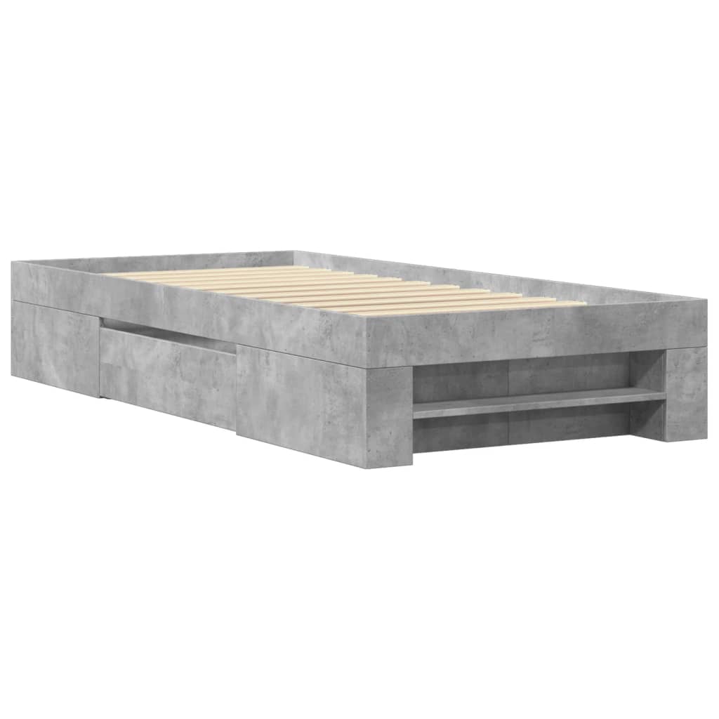 vidaXL Bedframe bewerkt hout betongrijs 90x200 cm afbeelding