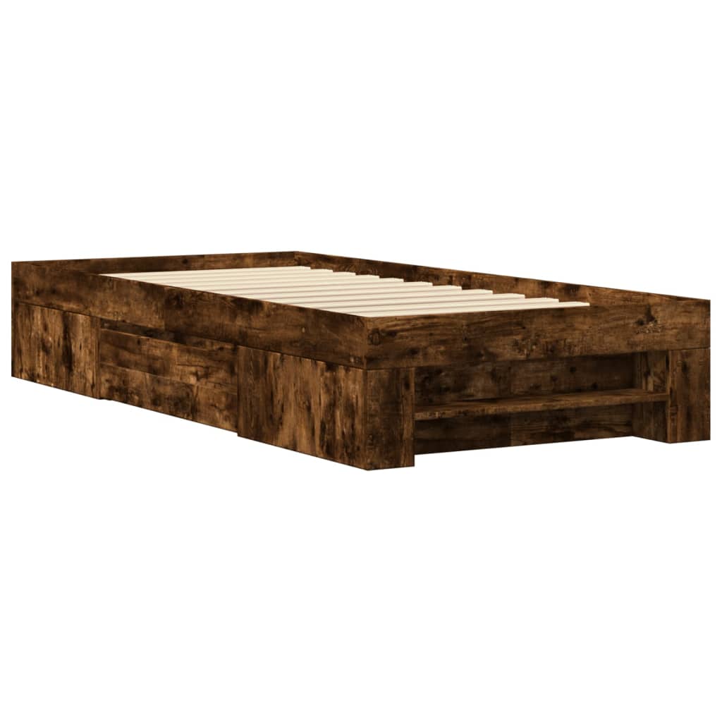 vidaXL Bedframe zonder matras hout gerookt eikenkleurig 90x200 cm afbeelding