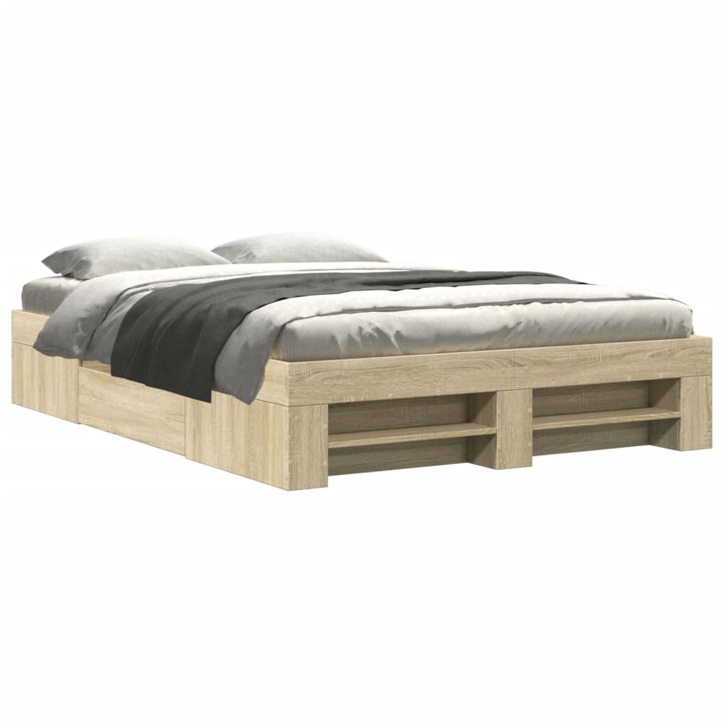 Thumbnail - vidaXL Bettgestell ohne Matratze Sonoma-Eiche 140x190 cm Holzwerkstoff
