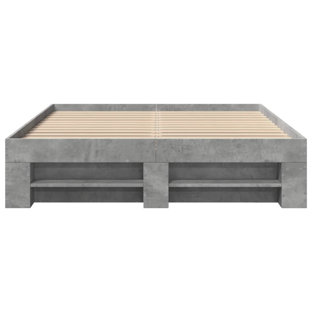 vidaXL Bedframe bewerkt hout betongrijs 140x190 cm grijs, foto 4