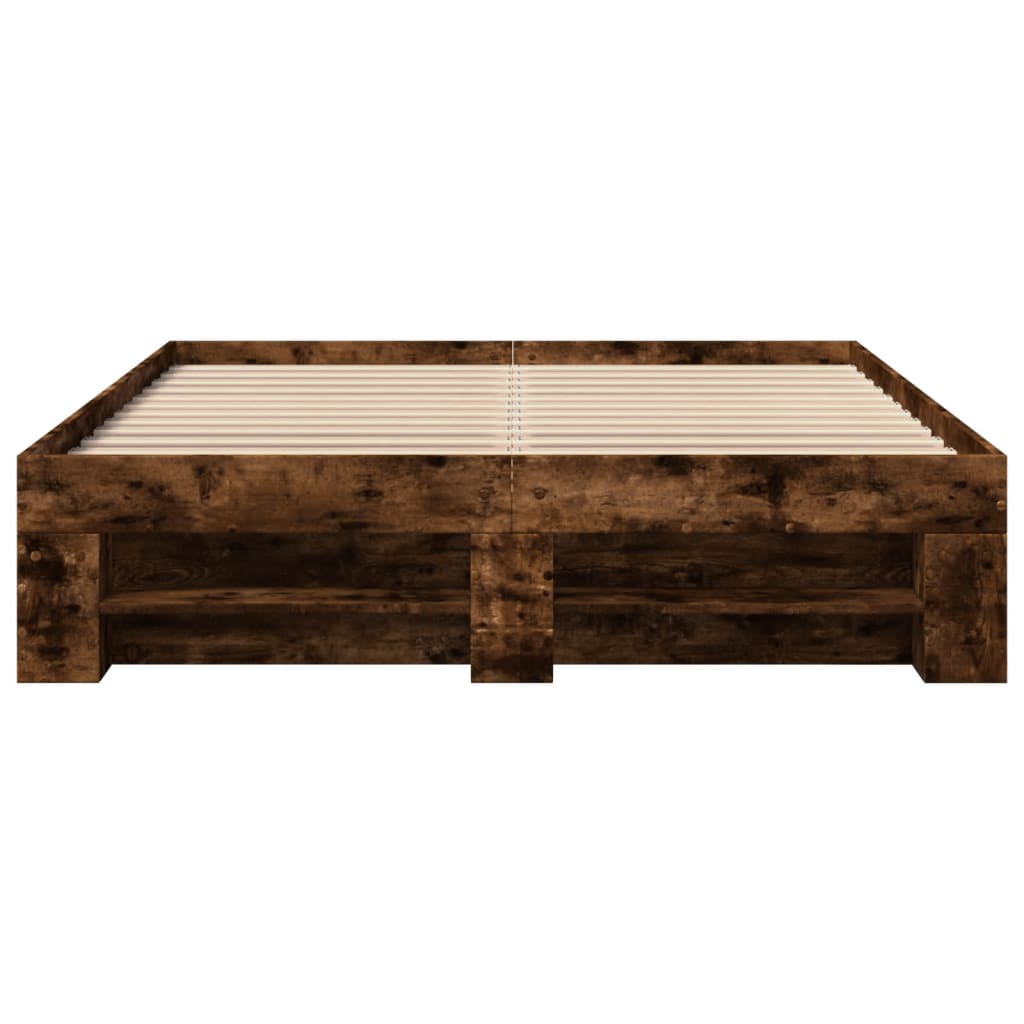vidaXL Bedframe zonder matras hout gerookt eikenkleurig 140x190 cm, foto 4