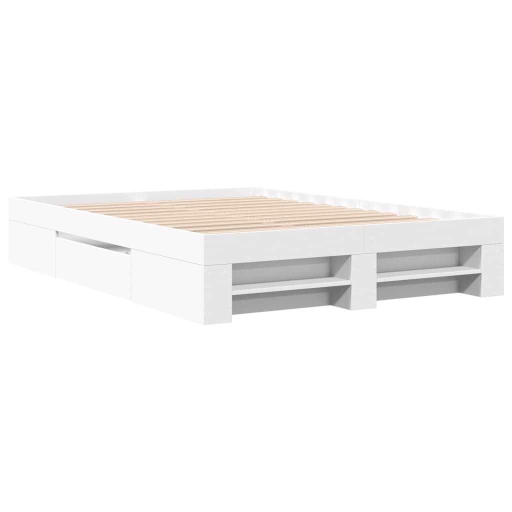vidaXL Bedframe bewerkt hout wit 135x190 cm afbeelding