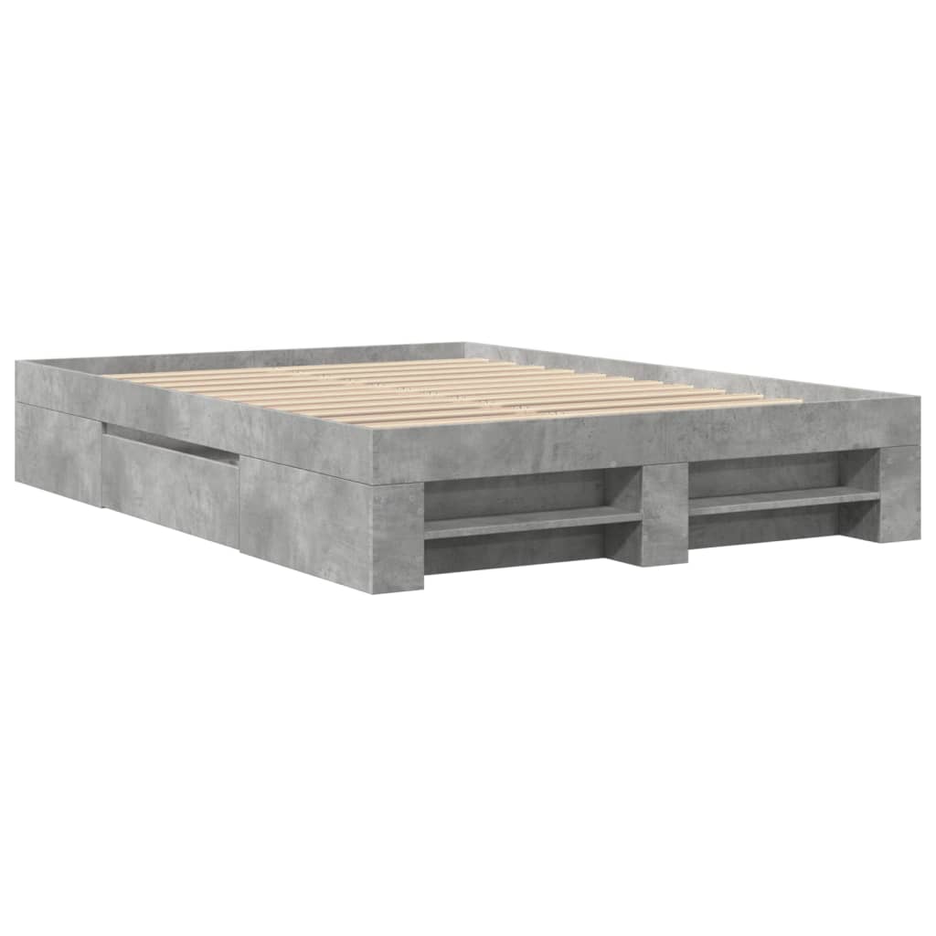 vidaXL Bedframe bewerkt hout betongrijs 135x190 cm afbeelding