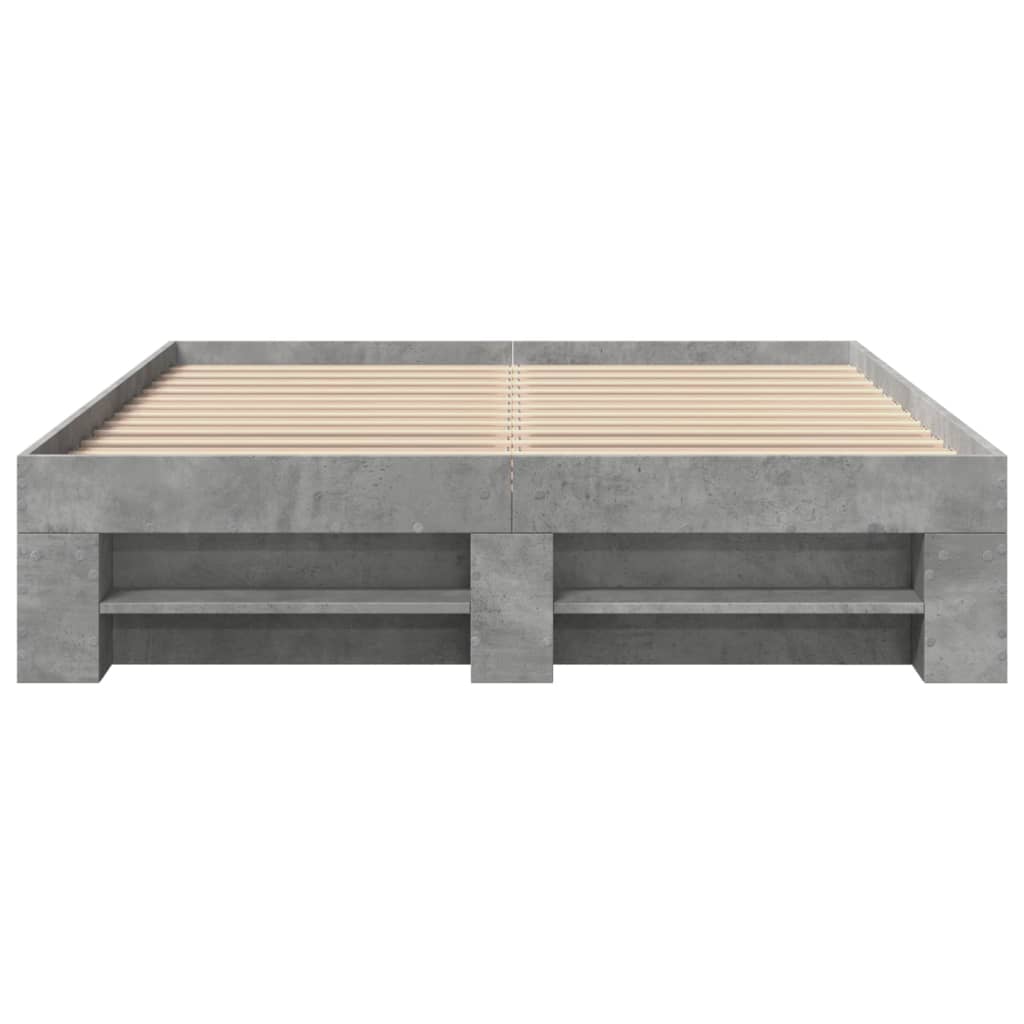 vidaXL Bedframe bewerkt hout betongrijs 135x190 cm grijs, foto 4