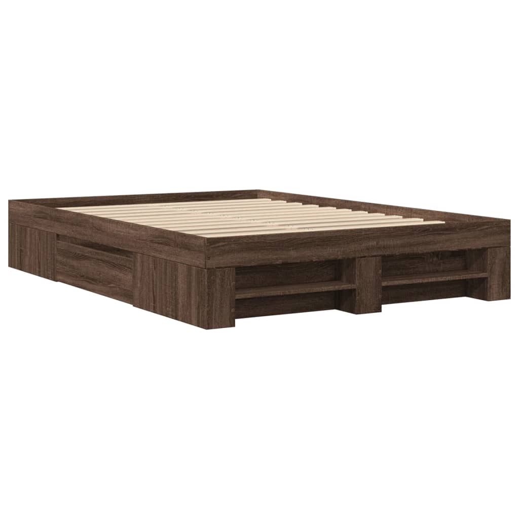 vidaXL Bedframe bewerkt hout bruin eikenkleur 135x190 cm afbeelding