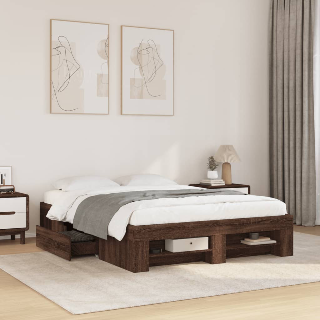 vidaXL Giroletto Rovere Marrone 135x190 cm in Legno Multistrato