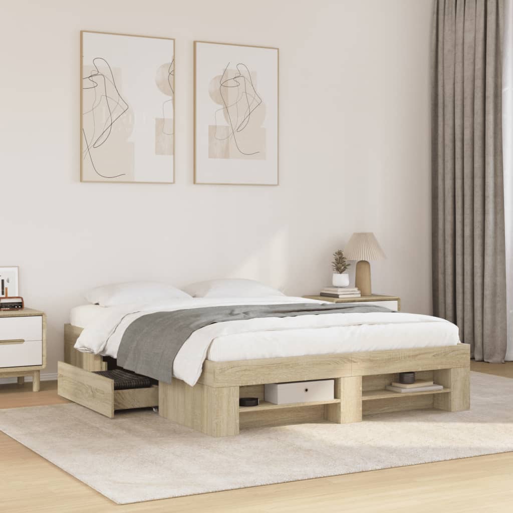 vidaXL sengeramme 120x190 cm uden madras konstrueret træ sonoma-eg