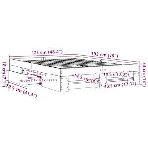 Rám postele bez matrace kouřový dub 120x190 cm kompozitní dřevo - obrázek 11