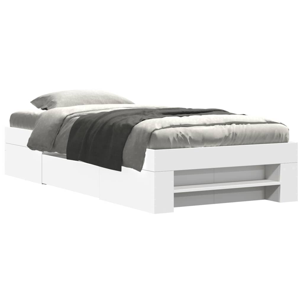 vidaXL Cadru de pat, alb, 90x190 cm, lemn prelucrat