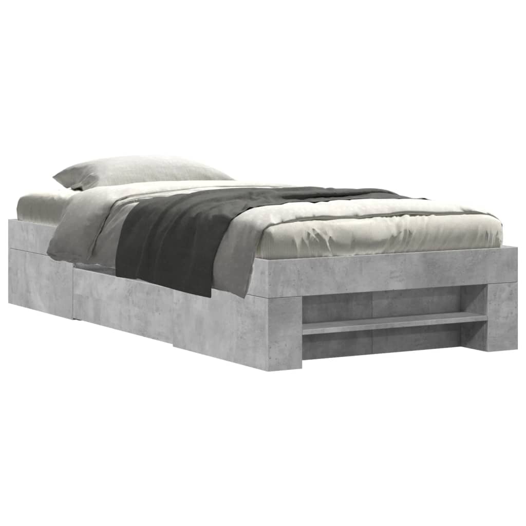 vidaXL Bedframe bewerkt hout betongrijs 90x190 cm grijs, foto 3