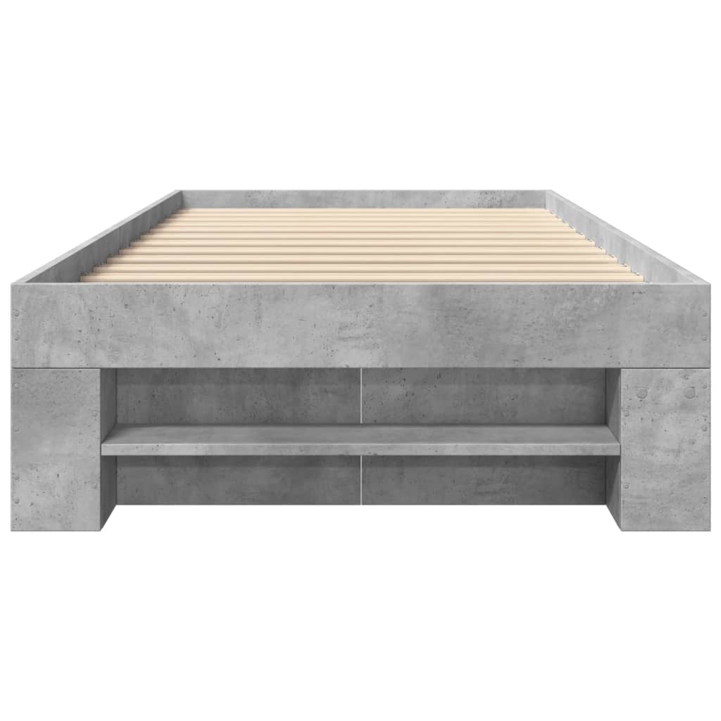 vidaXL Bedframe bewerkt hout betongrijs 90x190 cm grijs, foto 4