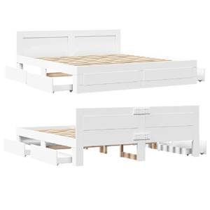 Rám postele s čelem bez matrace bílý 200x200 cm - obrázek 8