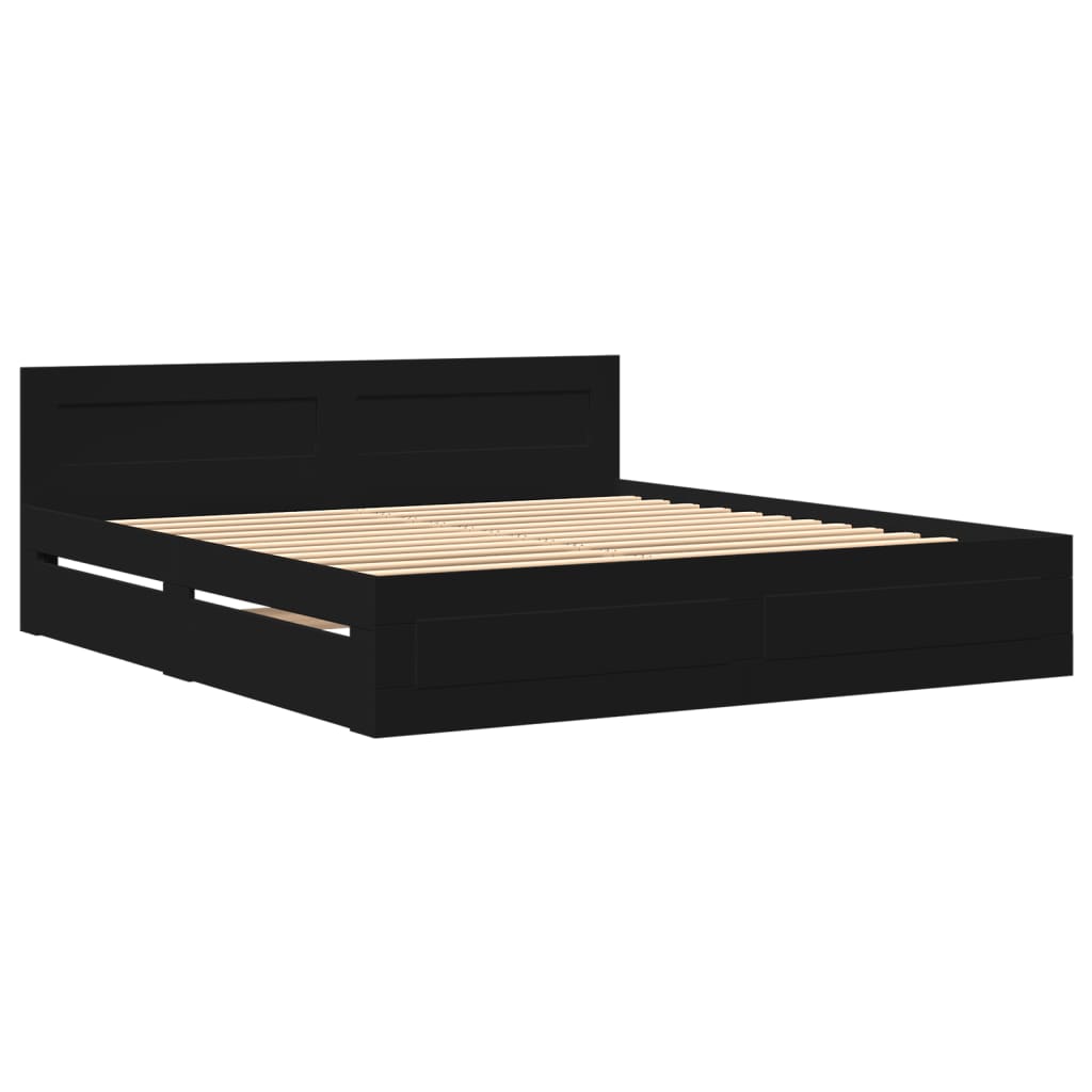 vidaXL fekete ágykeret fejtámlával matrac nélkül 200x200 cm