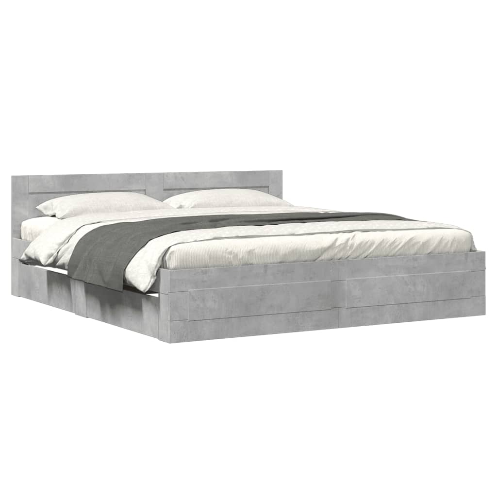 E-shop vidaXL Posteľný rám s čelom betónovo sivý 200x200 cm kompozitné drevo