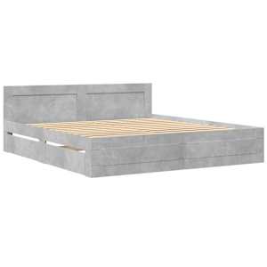 Rám postele s čelem betonově šedý 200 x 200 cm kompozitní dřevo - obrázek 3