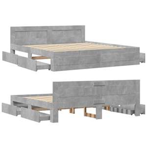 Rám postele s čelem betonově šedý 200 x 200 cm kompozitní dřevo - obrázek 8
