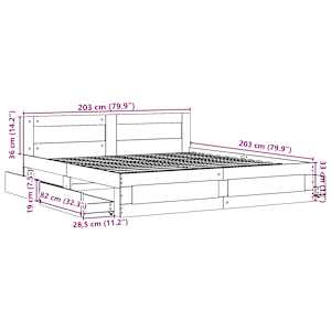 Rám postele s čelem hnědý dub 200 x 200 cm kompozitní dřevo - obrázek 11
