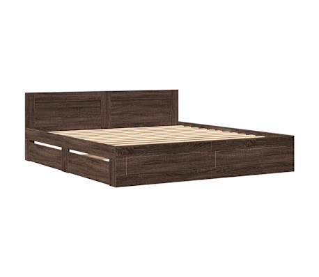 vidaXL Cadre de lit avec t&ecirc;te de lit ch&ecirc;ne marron 180x200 cm