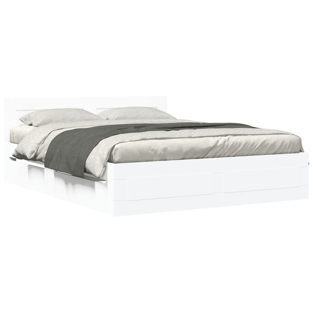 vidaXL Bedframe met hoofdeinde zonder matras 160x200 cm wit, foto 3