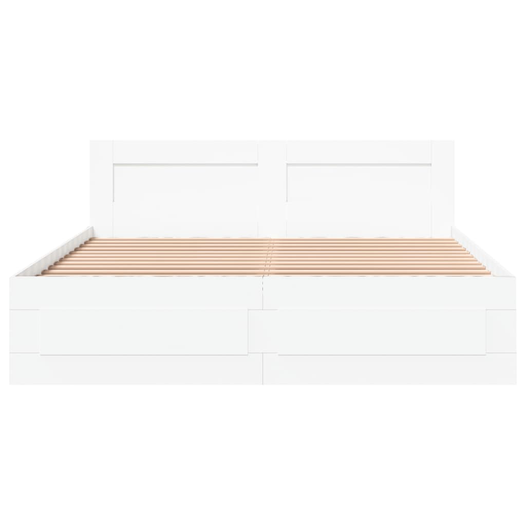 vidaXL Bedframe met hoofdeinde zonder matras 160x200 cm wit, foto 4