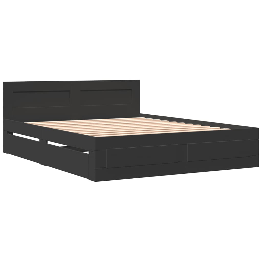 vidaXL fekete ágykeret fejtámlával matrac nélkül 160x200 cm