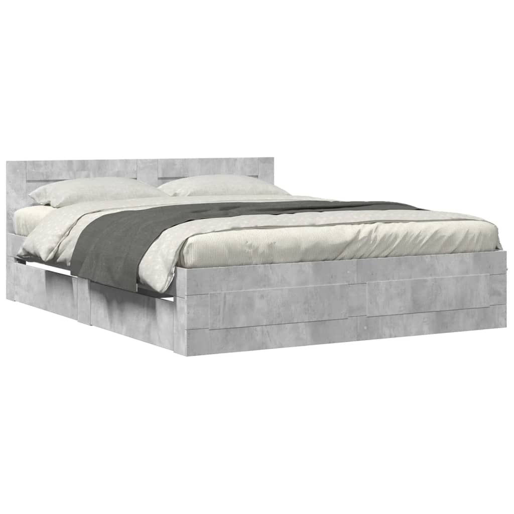 E-shop vidaXL Posteľný rám s čelom betónovo sivý 160x200 cm kompozitné drevo