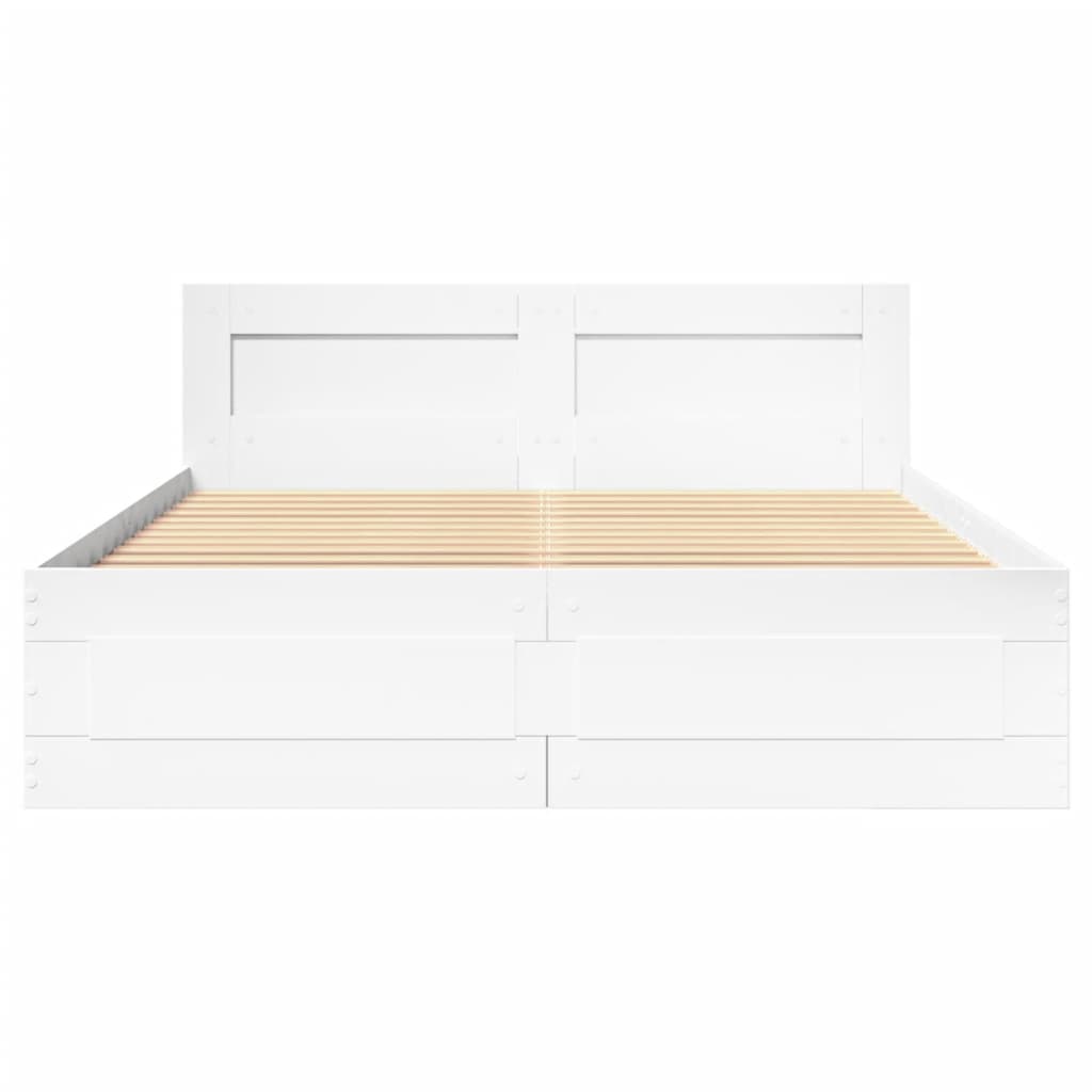 vidaXL Bedframe met hoofdeinde zonder matras 140x200 cm wit, foto 4