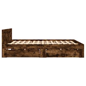 Rám postele s čelem kouřový dub 140 x 200 cm kompozitní dřevo - obrázek 6
