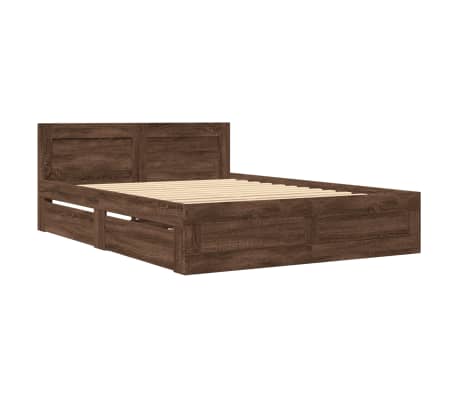 vidaXL Cadre de lit t&ecirc;te de lit sans matelas ch&ecirc;ne marron 140x200 cm
