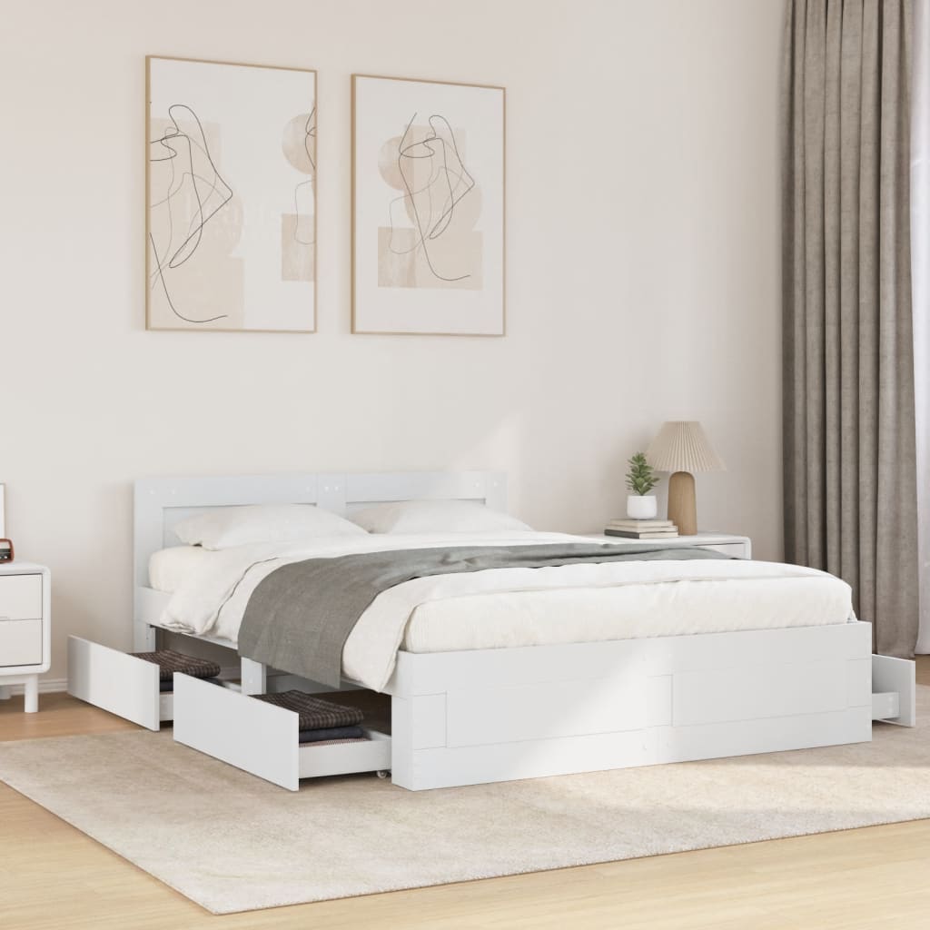 vidaXL Sengeramme med hovedgærde uden madras Hvid 120x200 cm