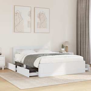 Posteljni okvir z vzglavjem brez vzmetnice bel 120x200 cm